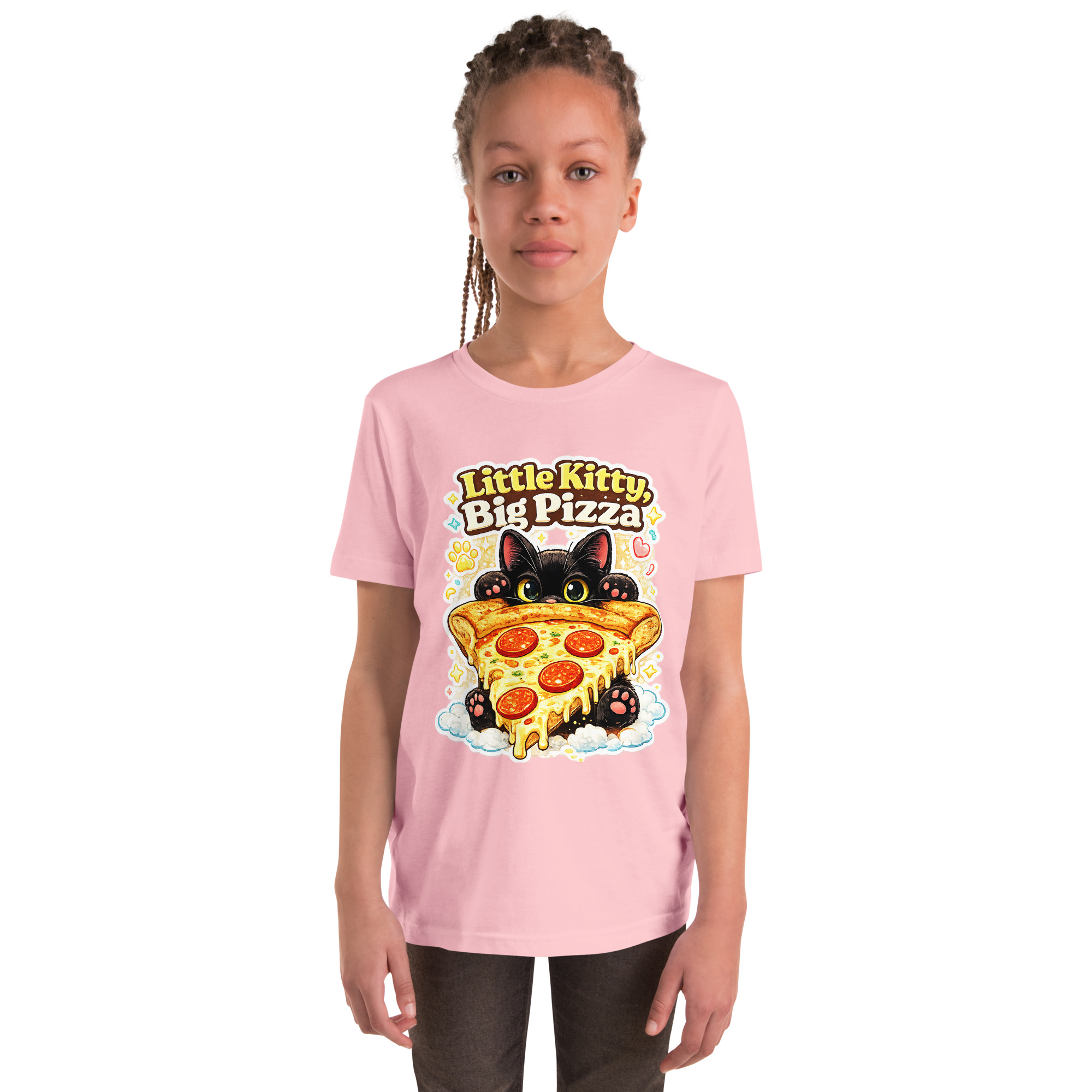 Little Kitty Big Pizza Kids T-Shirt – Cute Pizza Cat Graphic Tee for Boys and Girls Short Sleeve T-Shirt 13 Little Kitty Big Pizza Kids T-Shirt – Cute Pizza Cat Graphic Tee for Boys and Girls Short Sleeve T-Shirt - Image 13