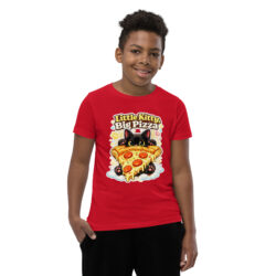 Little Kitty Big Pizza Kids T-Shirt – Cute Pizza Cat Graphic Tee for Boys and Girls Short Sleeve T-Shirt 32 youth staple tee red front 6a493eeadd3cf