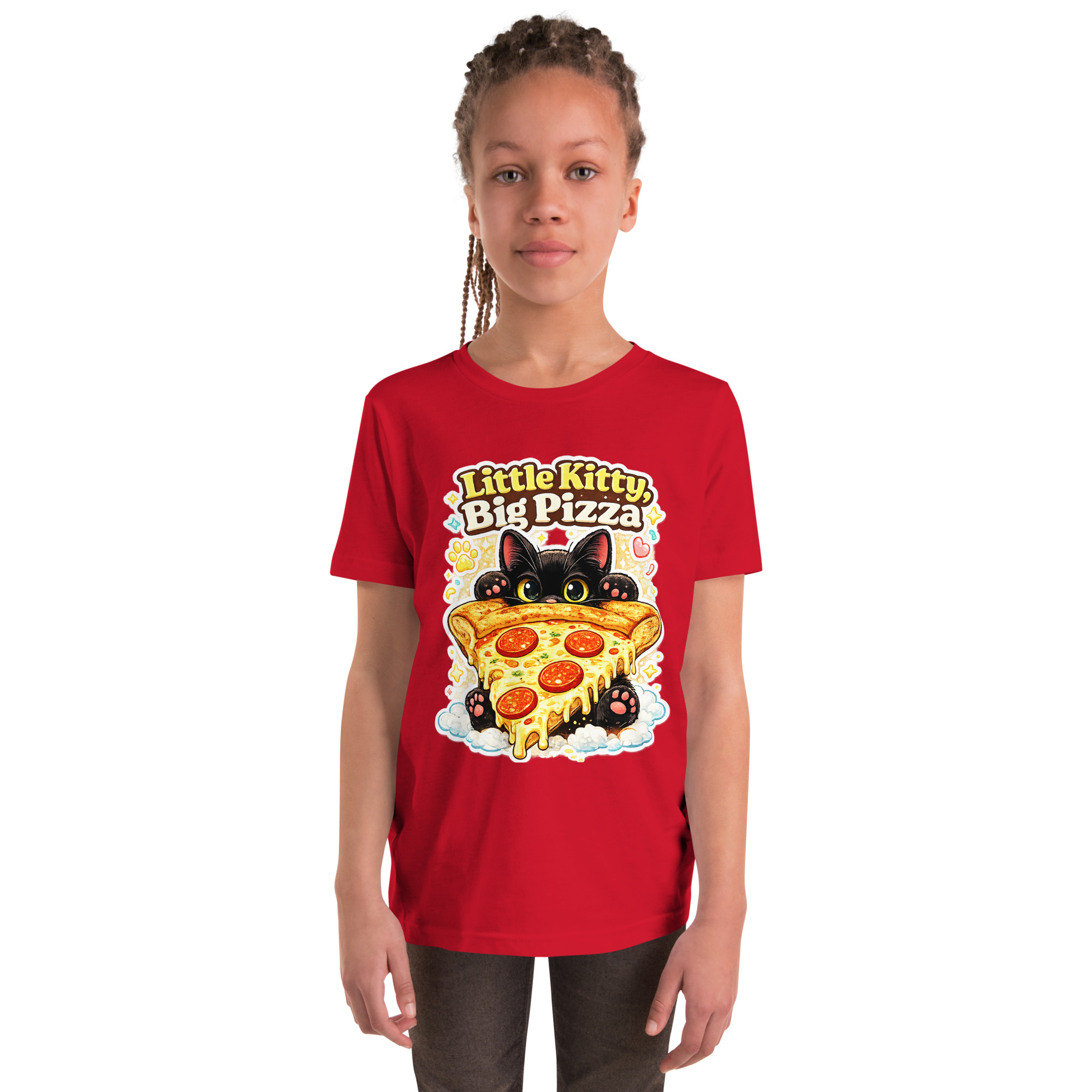 Little Kitty Big Pizza Kids T-Shirt – Cute Pizza Cat Graphic Tee for Boys and Girls Short Sleeve T-Shirt 4 Little Kitty Big Pizza Kids T-Shirt – Cute Pizza Cat Graphic Tee for Boys and Girls Short Sleeve T-Shirt - Image 4