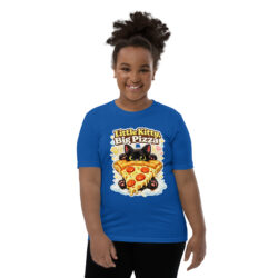 Little Kitty Big Pizza Kids T-Shirt – Cute Pizza Cat Graphic Tee for Boys and Girls Short Sleeve T-Shirt 34 youth staple tee true royal front 6a493eeaddfe9