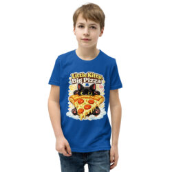 Little Kitty Big Pizza Kids T-Shirt – Cute Pizza Cat Graphic Tee for Boys and Girls Short Sleeve T-Shirt 52 youth staple tee true royal front 6a493eeae91bb