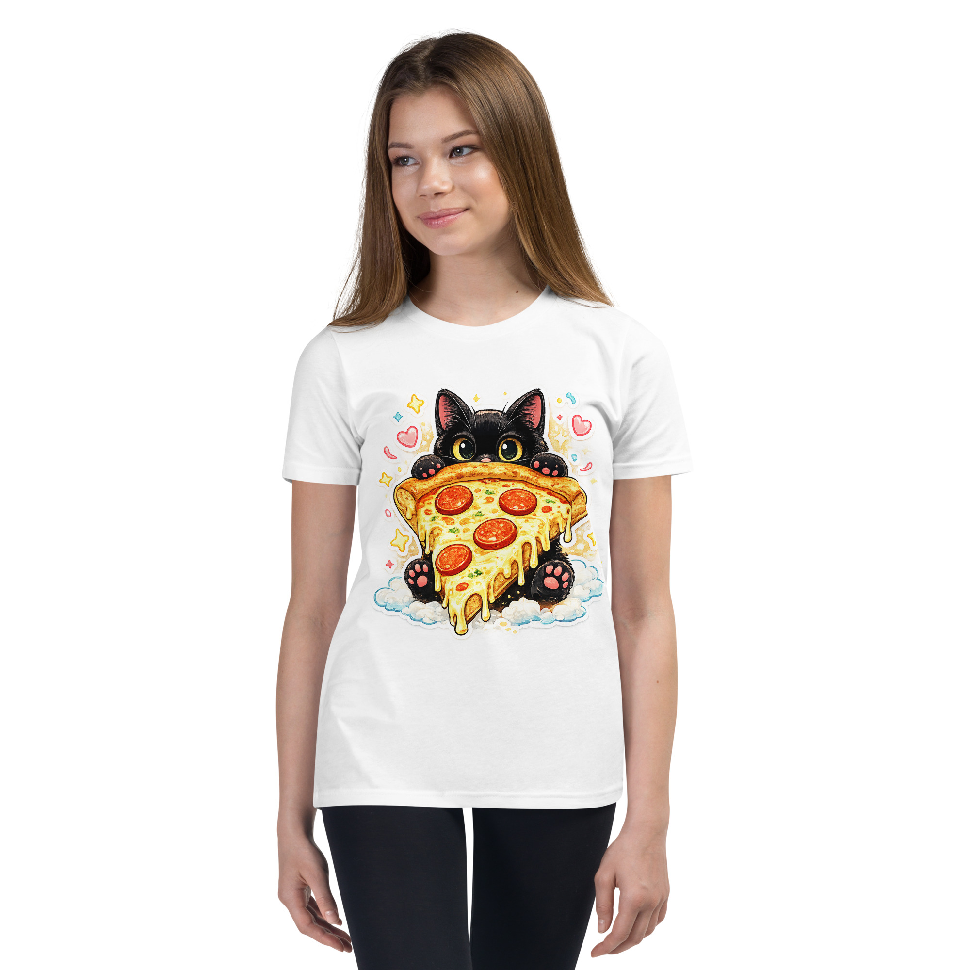 Pizza Cat Kids Shirt – Adorable Black Kitten Hugging Cheesy Pepperoni Pizza Tee Short Sleeve T-Shirt 13 Pizza Cat Kids Shirt – Adorable Black Kitten Hugging Cheesy Pepperoni Pizza Tee Short Sleeve T-Shirt - Image 13