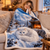 White Cat Sherpa Blanket
