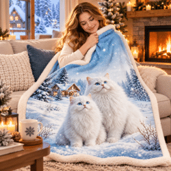 Cozy Winter Cats by the Fire