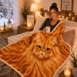 Persian cat Sherpa Blanket