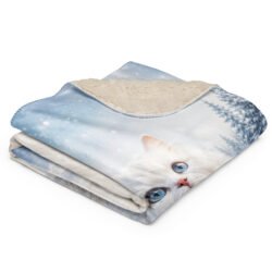 Snowy Mountain Cat Sherpa Blanket, Winter Fleece Throw, Cozy Cat Blanket, Christmas Gift for Cat Lovers-50″x60″ 11 sublimated sherpa blanket tan 50x60 front 6a8085368c32a