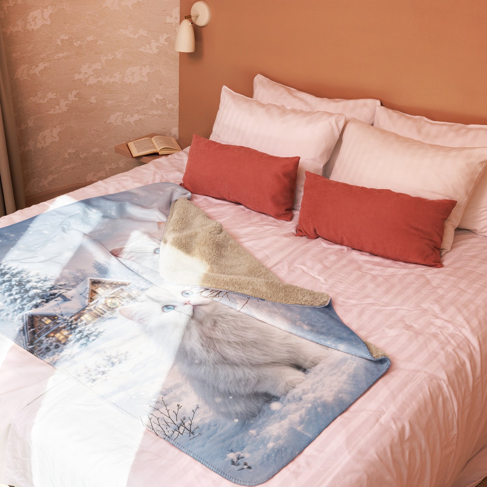 Snowy Mountain Cat Sherpa Blanket, Winter Fleece Throw, Cozy Cat Blanket, Christmas Gift for Cat Lovers-50″x60″ 3 Snowy Mountain Cat Sherpa Blanket, Winter Fleece Throw, Cozy Cat Blanket, Christmas Gift for Cat Lovers-50″x60″ - Image 3