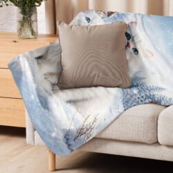 Snowy Mountain Cat Sherpa Blanket, Winter Fleece Throw, Cozy Cat Blanket, Christmas Gift for Cat Lovers-50″x60″ 14 sublimated sherpa blanket tan 50x60 front 6a8085368c3a7