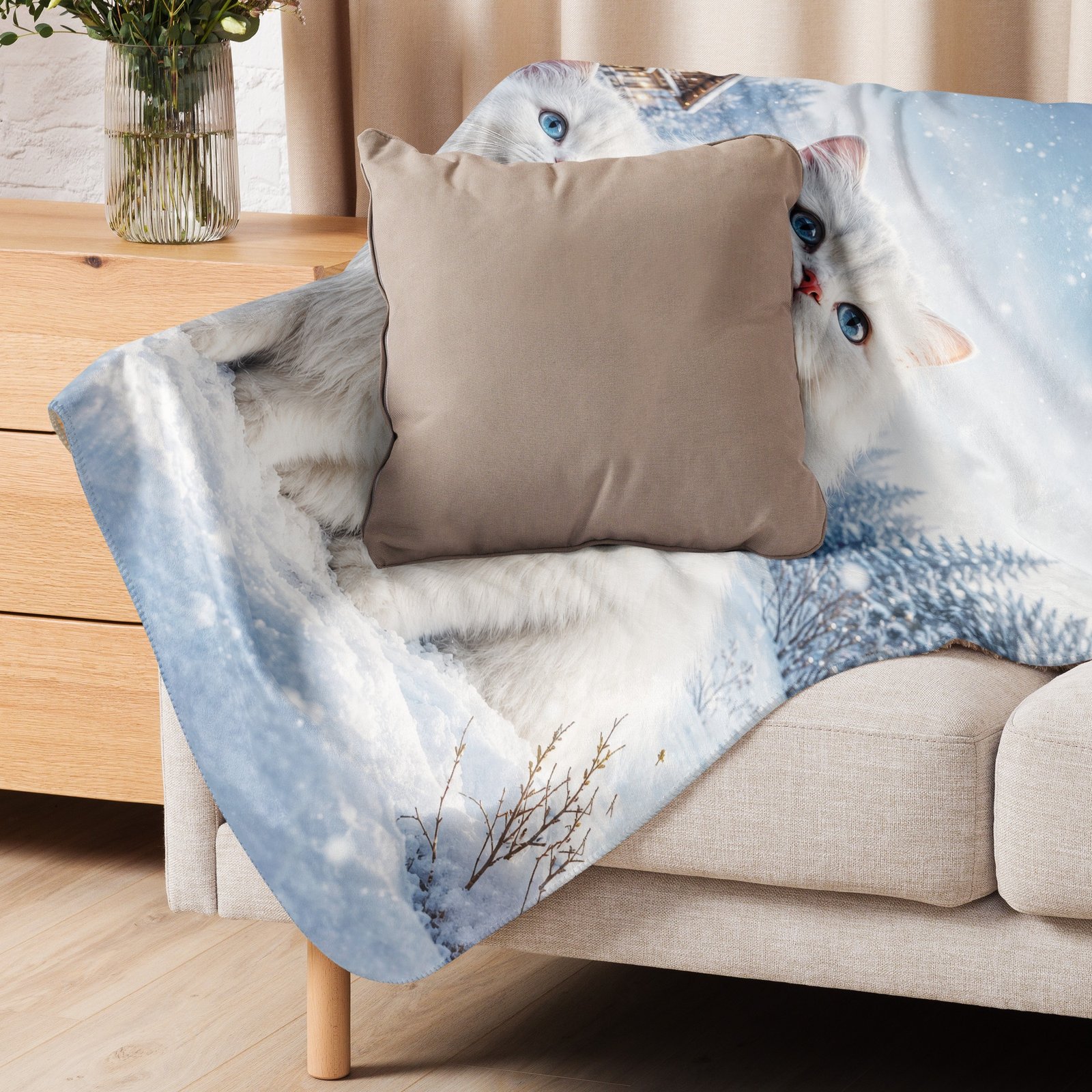 Snowy Mountain Cat Sherpa Blanket, Winter Fleece Throw, Cozy Cat Blanket, Christmas Gift for Cat Lovers-50″x60″ 5 Snowy Mountain Cat Sherpa Blanket, Winter Fleece Throw, Cozy Cat Blanket, Christmas Gift for Cat Lovers-50″x60″ - Image 5