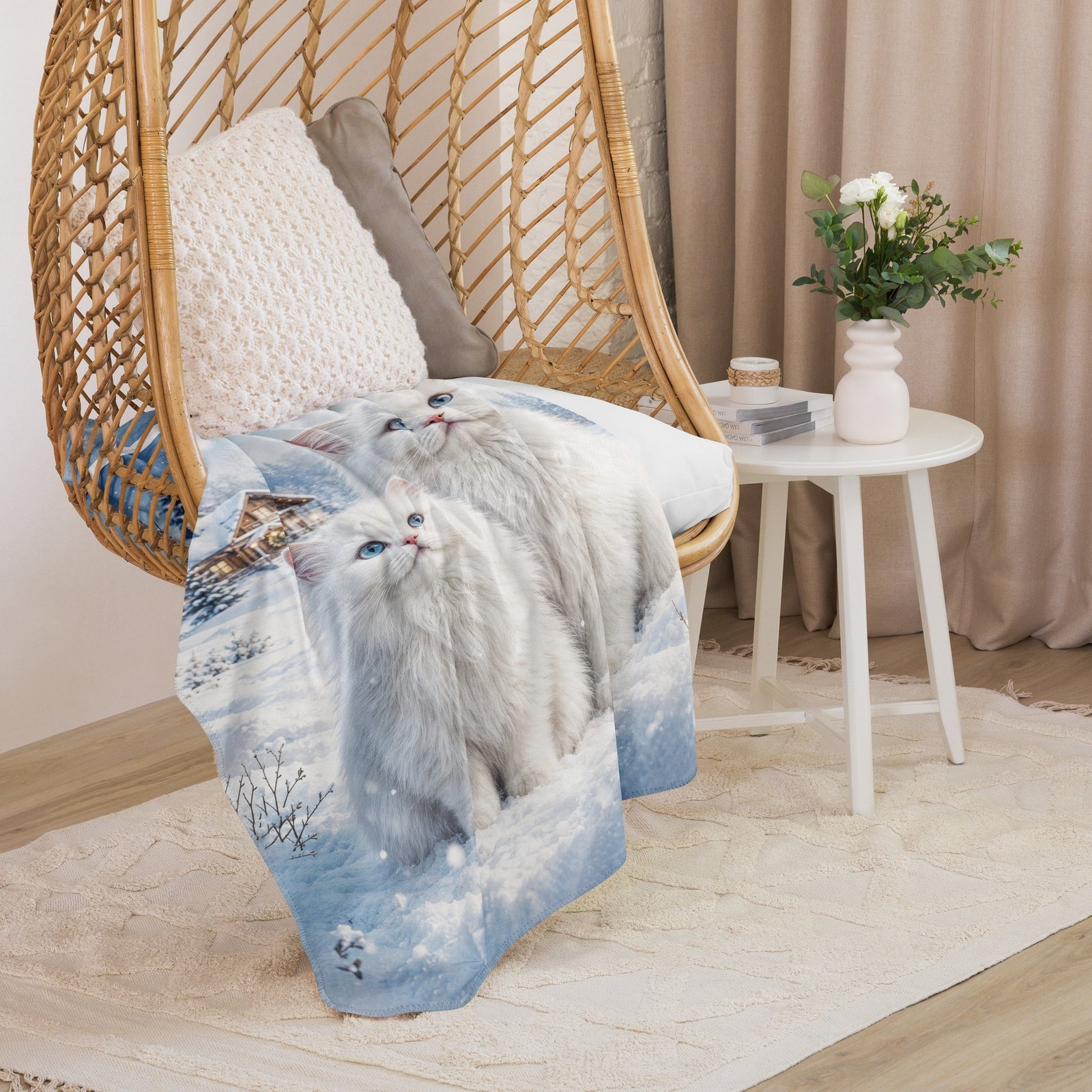 Snowy Mountain Cat Sherpa Blanket, Winter Fleece Throw, Cozy Cat Blanket, Christmas Gift for Cat Lovers-50″x60″ 6 Snowy Mountain Cat Sherpa Blanket, Winter Fleece Throw, Cozy Cat Blanket, Christmas Gift for Cat Lovers-50″x60″ - Image 6