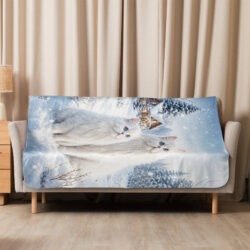 Snowy Mountain Cat Sherpa Blanket, Winter Fleece Throw, Cozy Cat Blanket, Christmas Gift for Cat Lovers-50″x60″ 18 sublimated sherpa blanket tan 50x60 front 6a8085368c424