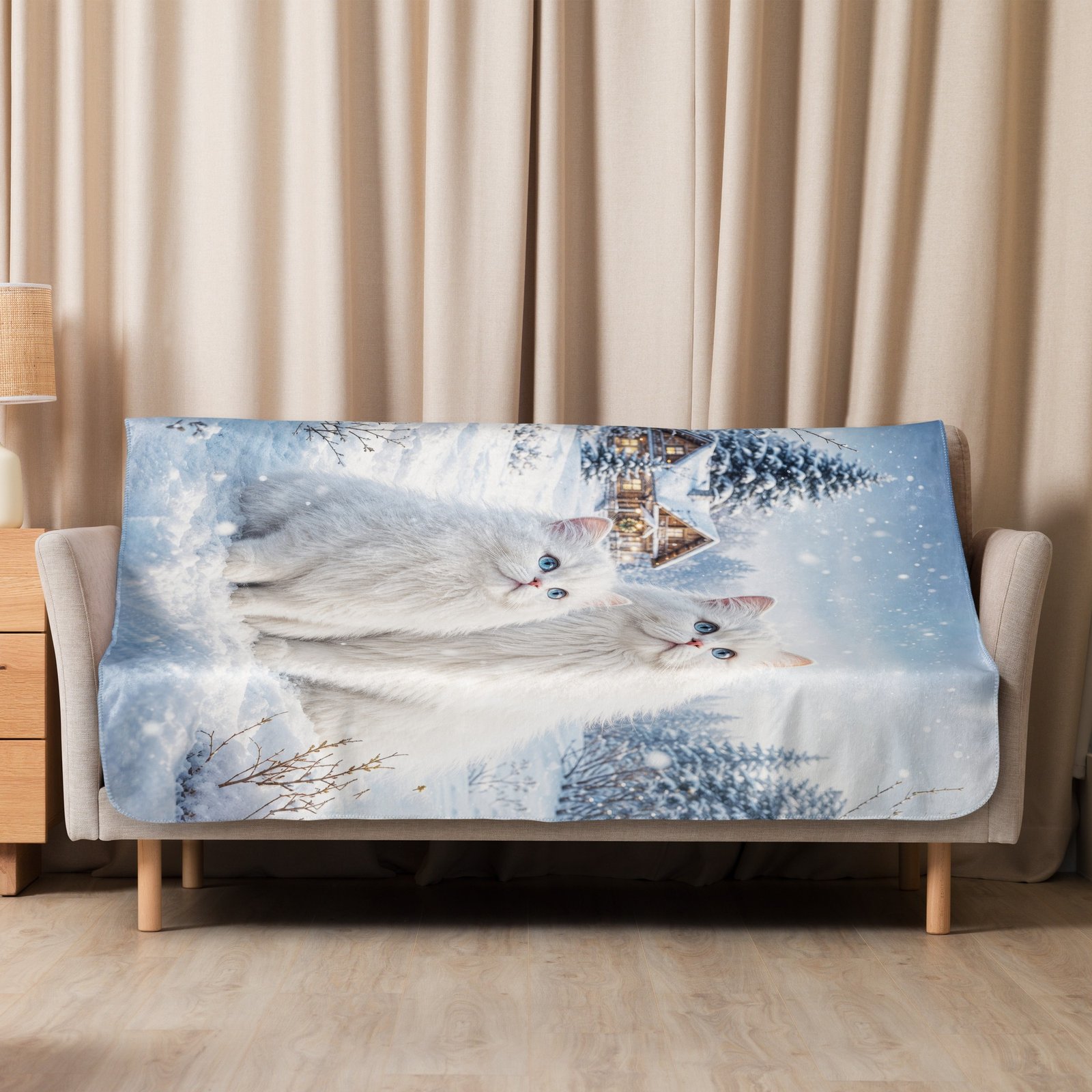 Snowy Mountain Cat Sherpa Blanket, Winter Fleece Throw, Cozy Cat Blanket, Christmas Gift for Cat Lovers-50″x60″ 9 Snowy Mountain Cat Sherpa Blanket, Winter Fleece Throw, Cozy Cat Blanket, Christmas Gift for Cat Lovers-50″x60″ - Image 9