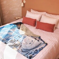 sublimated sherpa blanket tan 50x60 front 6a8089701222e