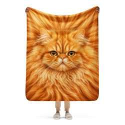Cute Orange Cat Sherpa Throw Blanket – Fluffy Persian Cat Gift for Cat Lovers