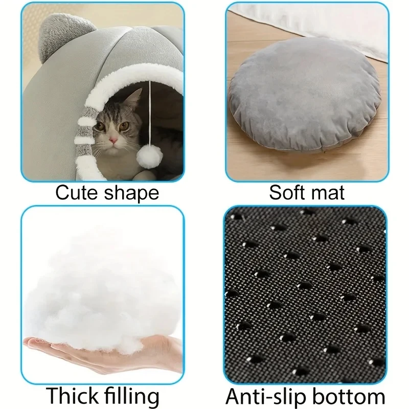 Cozy Cat Cave House – Soft Indoor Cat Bed with Enclosed Hideaway for Kittens and Cats 5 Cozy Cat Cave House – Soft Indoor Cat Bed with Enclosed Hideaway for Kittens and Cats - Image 5