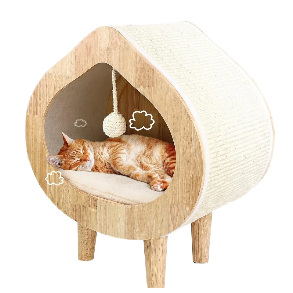 Cozy Wooden Cat House – Modern Indoor Cat Bed with Scratch Lounge, Soft Cushion and Private Sleeping Hideaway 6 Cozy Wooden Cat House – Modern Indoor Cat Bed with Scratch Lounge, Soft Cushion and Private Sleeping Hideaway - Image 6