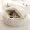 Plush Donut Cat Bed – Cozy Round Calming Bed for Indoor Cats and Kittens