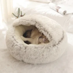 Plush Donut Cat Bed – Cozy Round Calming Bed for Indoor Cats and Kittens