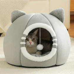Cozy Cat Cave House – Soft Indoor Cat Bed with Enclosed Hideaway for Kittens and Cats 7 S7a3314c2554446168d4d306cbb524d6e2