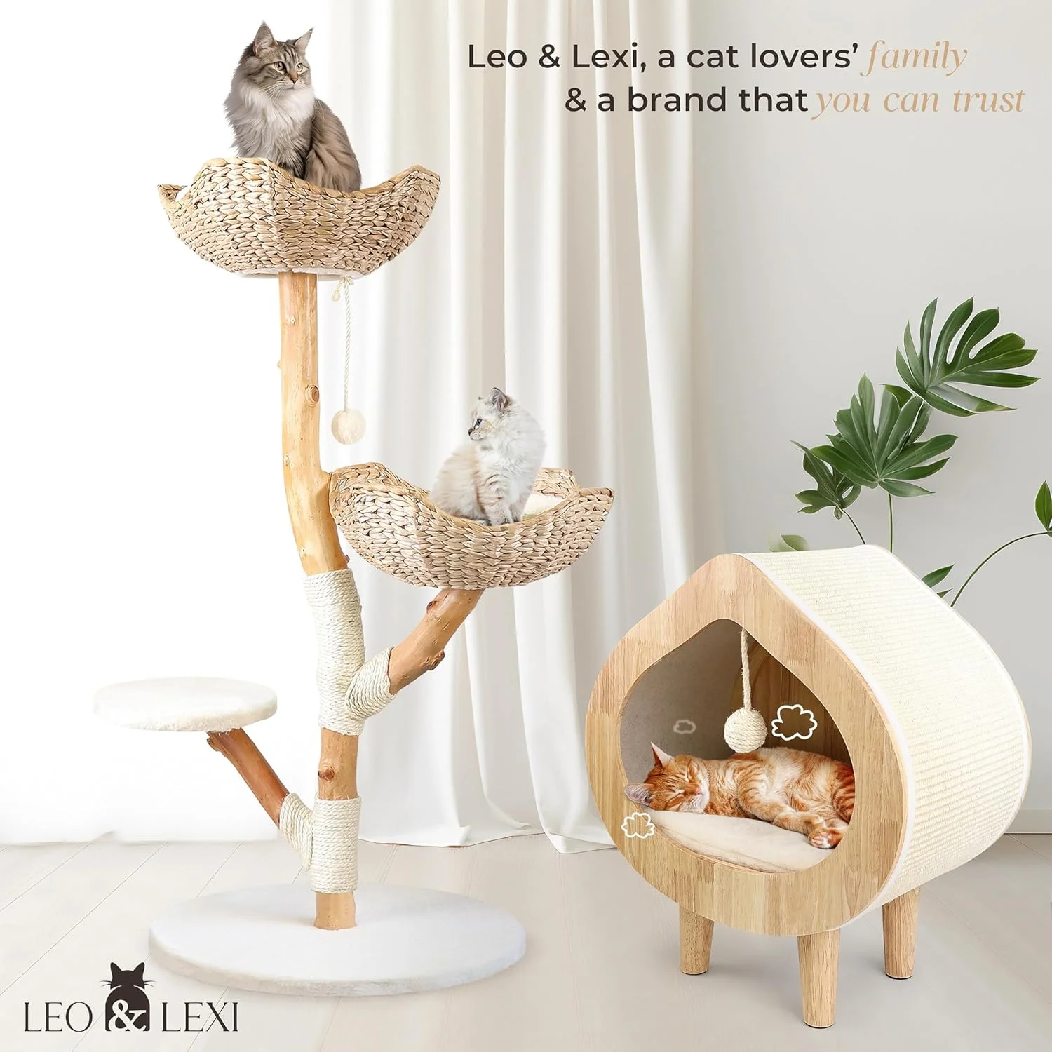 Cozy Wooden Cat House – Modern Indoor Cat Bed with Scratch Lounge, Soft Cushion and Private Sleeping Hideaway 3 Cozy Wooden Cat House – Modern Indoor Cat Bed with Scratch Lounge, Soft Cushion and Private Sleeping Hideaway - Image 3