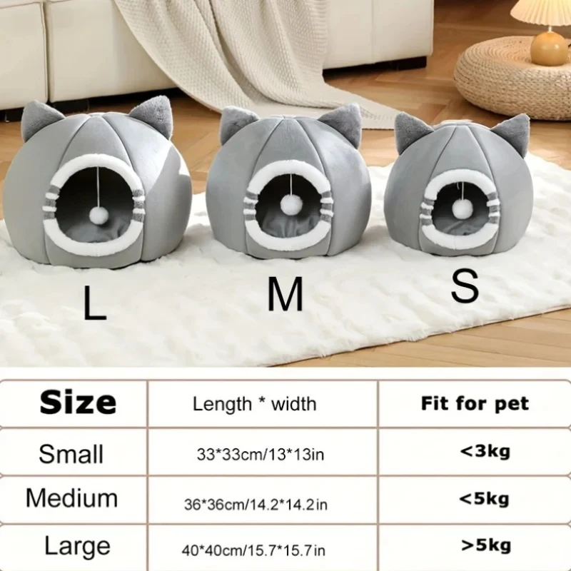 Cozy Cat Cave House – Soft Indoor Cat Bed with Enclosed Hideaway for Kittens and Cats 3 Cozy Cat Cave House – Soft Indoor Cat Bed with Enclosed Hideaway for Kittens and Cats - Image 3