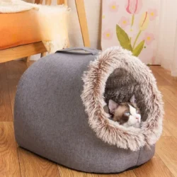 Plush Cat Cave Bed – Cozy Covered Cat House for Indoor Cats, Soft Hideaway Nest for Sleeping, Napping and Relaxation 6 Se330c5ea64a345adb0bb55f4b686d1722