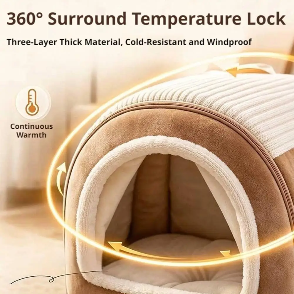 Cozy Cat Cave House – Enclosed Indoor Cat Bed with Soft Private Hideaway for Sleeping, Napping and Relaxation 2 Cozy Cat Cave House – Enclosed Indoor Cat Bed with Soft Private Hideaway for Sleeping, Napping and Relaxation - Image 2