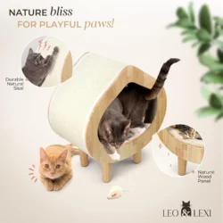 Cozy Wooden Cat House – Modern Indoor Cat Bed with Scratch Lounge, Soft Cushion and Private Sleeping Hideaway 10 Sede2248282fd49e2adff3248c14175cej