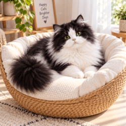 Woven Basket Cat Bed