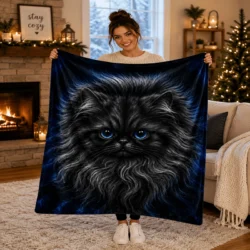 black Persian cat sherpa blanket 3